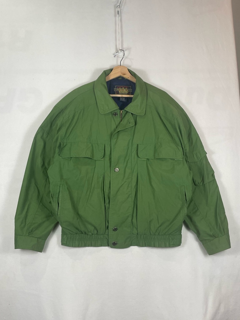 Vintage Chaps Ralph Lauren Scouts Tag Army Green Field Bomber Jacket Sz M FLAW